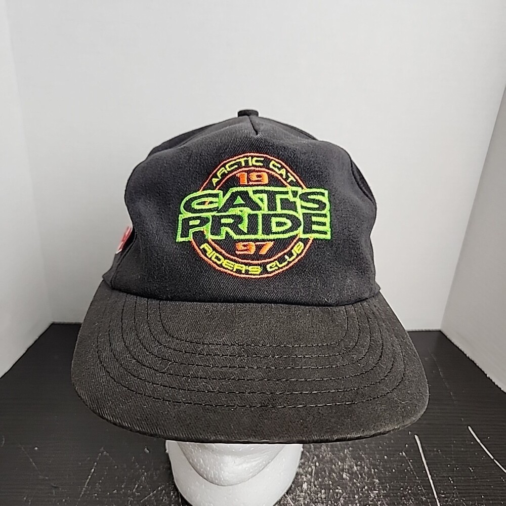 Vintage Arctic Cat Snapback Hat Cap Riders Club Cats Pride USA Canada 90s Neon